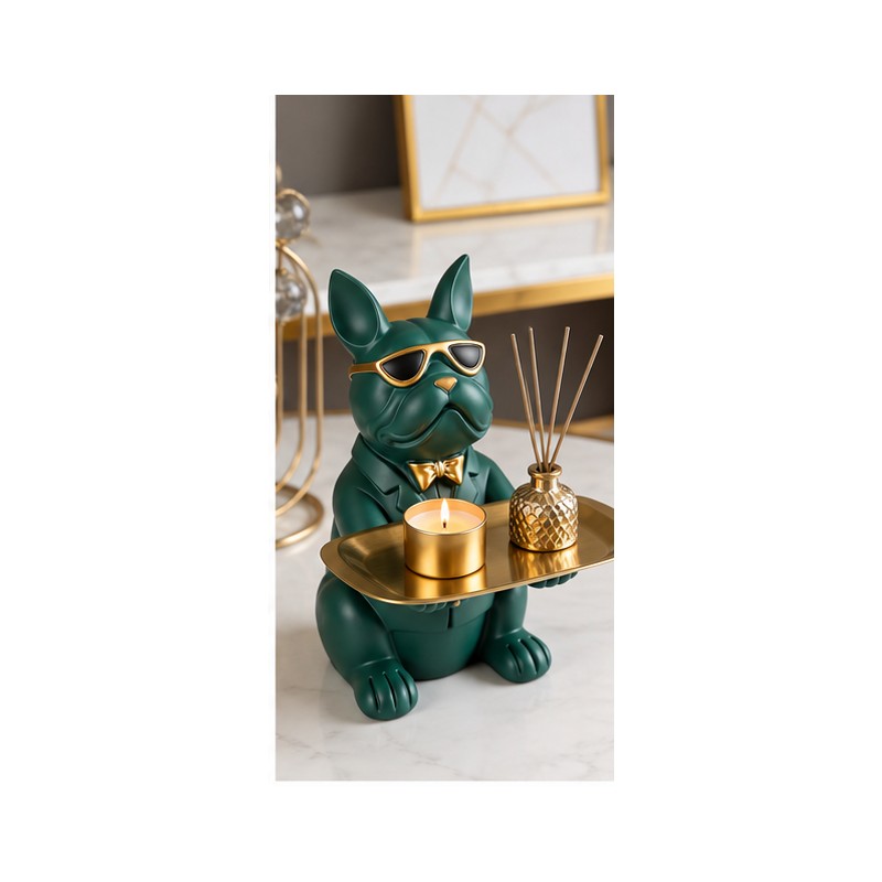 Bulldog Statue with Storage Tray for Keys and Jewelry –