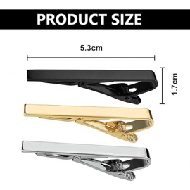 3 Pack Men's Tie Clips Set - Gold, Black, Silver Tie Bars Premium Copper Tie Pins for Men for Weddings, Business, and Daily Wear