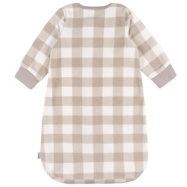Gerber Baby Unisex Fleece Wearable Blanket, Grey Plaid, 0-6 Months