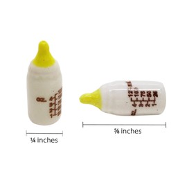WitnyStore Tiny ⅝ Inch High Baby Milk Bottle for Mini Cat Kitten Dog Puppy Figurine - Miniature Hand Made Painted Ceramic Bottles Pet Animal Cute Porcelain Decorative Collectible Figurines Décor Gifts