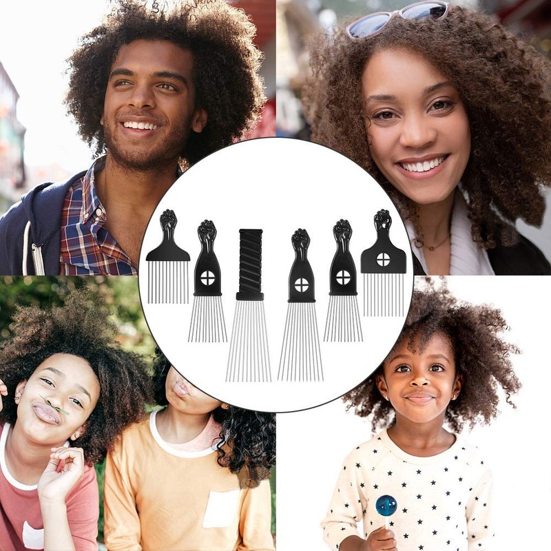 6 African American African American Black Fist Afro Combs