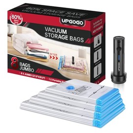 UPGOGO Combo 16 Pack Vacuum Storage Bags with Portable Electric Pump,Vacuum Seal Bags for Clothing,Space Saver Bags,Vacuum Travel Bags for Luggage