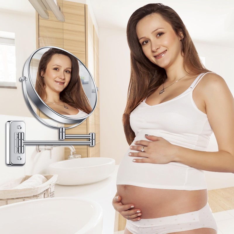 BTremary 9” Large Wall Mounted Makeup Mirror 1X/7X Double-Side Bathroom
