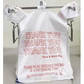 Choice 100 Bags 1/6 Large 21 x 6.5 x 11.5 "Thank You" T-Shirt Plastic Grocery Shopping