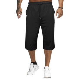 YAOBAOLE Men's Linen Shorts Elastic Waist Summer Beach Lightweight with Pocket Black 3XL