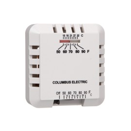 TPI Corporation RK120EAA Low Voltage Wall Mount Thermostat, Heating Only, 24 VAC or MV, 50-90 Degree Temp Range, No Mercury, Fahrenheit/Celsius Temp Scales, White, 3"” x 3-1/4"” x 1-1/6"