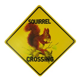 BTHUKO Squirrel Crossing 12" X 12" Aluminum Sign