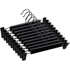 Lamitocs Skirt Hangers，Pants Hangers with Clips，360 ° Swivel Hooks Space Saving Hangers for Pants, Skirts, Clothes, Jeans (10Pack, Black)