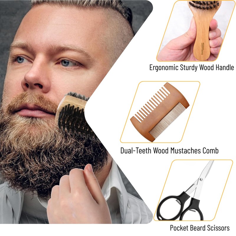 Beard Brush for Men Dual-Sided Soft Beard Mustache Brush Beard