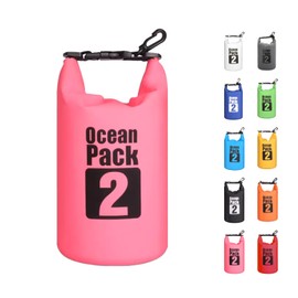 MORAINJAY 2L Rose Red Dry Bags, Waterproof Bag with D Ring Carabiner(No Shoulder Strap),Large/Small Capacity 2L 5L 10L 15L 20L 30L Dry Sack for Outdoor Camping,Rafting,Swimming,Boating,Surfing