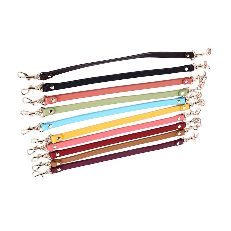 10Pcs Leather Bag Handles 12.2in Long 0.4in Wide Cattlehide Metal