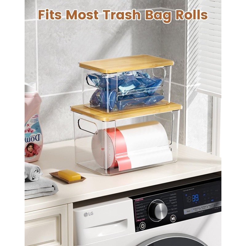 Trash Bag Dispenser 2 Pack (XL+S) - Acrylic Garbage Bags