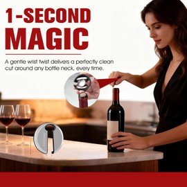 Wine Foil Cutter, Stainless Steel Foil Remover with Sharp Blades for Wine Bottles, Effortless Cutting for Neck Label & Top Seal Cutter, Wine Opener Accessory for Wine Lovers
