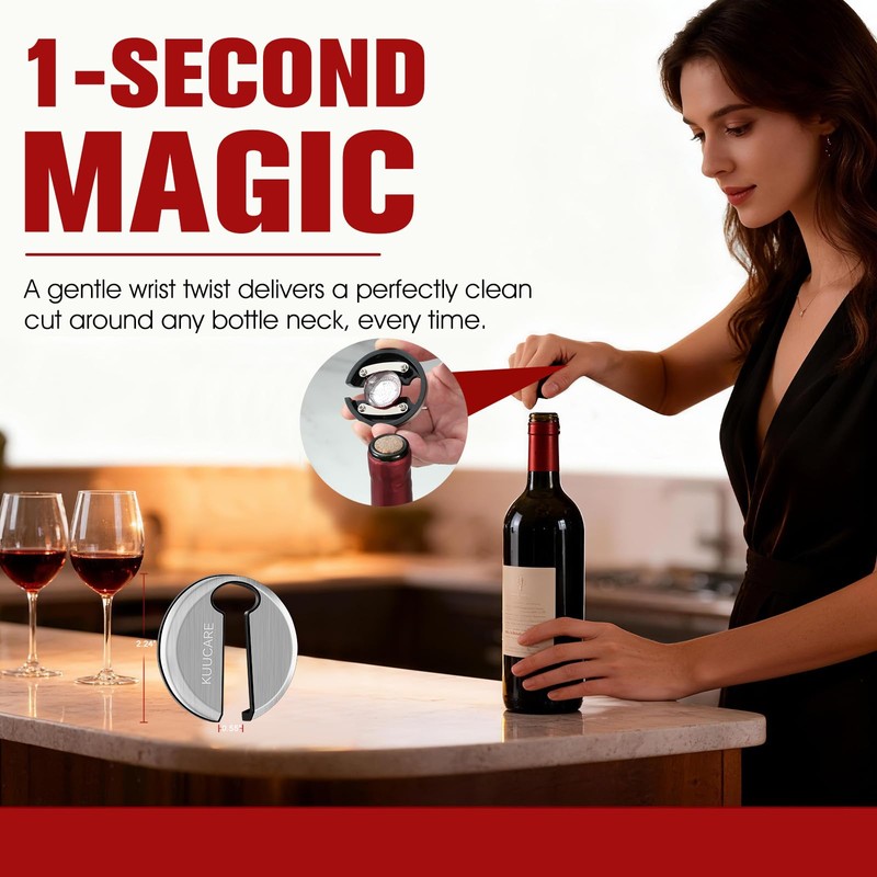 Wine Foil Cutter, Stainless Steel Foil Remover with Sharp Blades