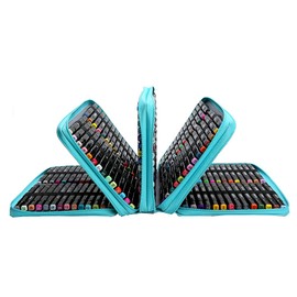 Lbxgap Marker Pen Organizer Case 224 Slots Large Capacity with Handy Wrap Portable Multilayer Holder for Watercolor Pencils & Gel Pen Markers(Black)