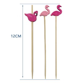 Cocktail Picks Bamboo Toothpicks Disposable Fruit Sticks for Appetizers Fruits Sandwich Burger BBQ Cocktail Party Supplies Fancy Sticks Flamingo 100PCS 4.7 inch