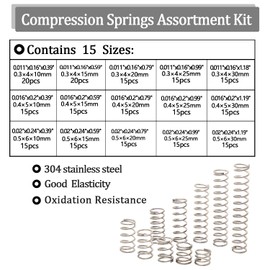 Ruibapa 235PCS Springs Assortment Kit 304 Stainless Steel Compression Springs kit with 15 Different Sizes for Home Repairs & DIY
