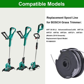 4 Pack Strimmer Spool Line, Rainproof Strimmer Wire Replacement for Bosch ART 24 27 30 30-36 LI, F016800351 Standard Double Autofeed Nylon Cutting Spool Line, Spools Lines for Grass Trimmer