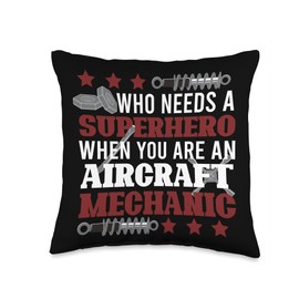 Aircraft Mechanic Gifts & Accessories Aircraft Mechanic Engineer-Airplane Technician Throw Pillow, 16x16, Multicolor
