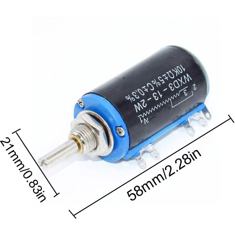 DKARDU 4 pcs WXD3-13-2W 10K Ohm Multi-Turn Wirewound Potentiometer Rotatable