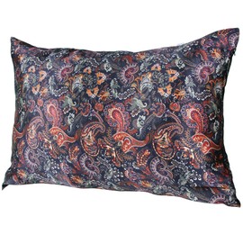 MANSPHIL Purple Paisley 100% Silk Pillowcases King Size, Bohomian Brown Floral Printed Pattern, 22 Momme Mulberry Silk Pillow Cases Hidden Zipper for Hair Skin - Vintage Decor Bedding, 20"x36"