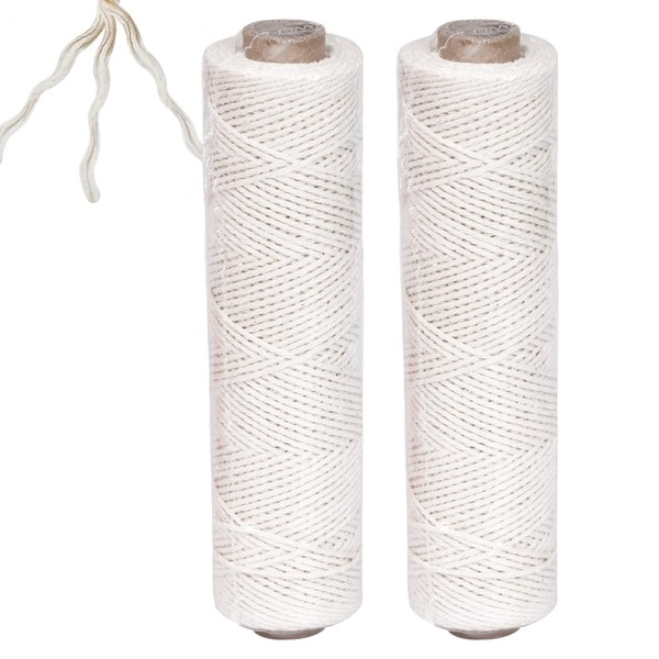 100 m Beige Macrame Yarn, 3-Ply Cotton Yarn, Baker Twine, 100 m x 1 mm, Cotton Cord for Kitchen, Poultry, Sausages, Home Work, Crafts and Decorating, DIY Crafts, Knitting, 2 Pieces