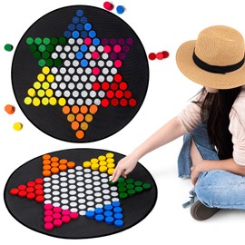 WinnerWhy 26 Inch Large Chinese Checkers Board Game with Checkerboard Mat, 60 Pieces and Storage Bag Fun Classic Strategy Family Board Game for Adults Indoor Outdoor Activity
