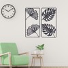 2pcs Leaf Statue Black Style Embossed Design Metal Material Decorative
