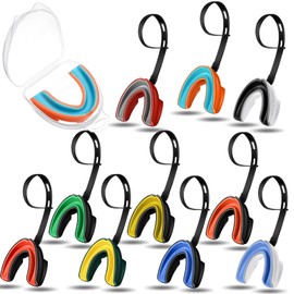 10 Pcs Youth Strapped Mouth Guard with Strap Football Mouthpiece Double Colored Football Braces Sports Mouth Guards Protector Adult Teens Hockey Boxing Taekwondo