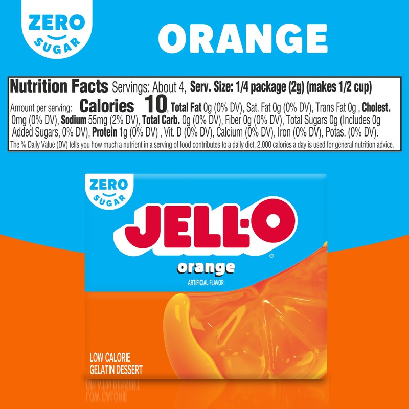 Jell-O Orange Sugar Free Gelatin Dessert Mix (24 ct Pack,