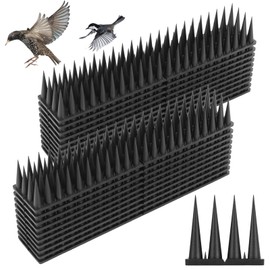 Quunoot Bird Spikes, 9 Pack Bird Guard Spikes for Squirrel Cat Raccoon and Other Small Animals, Pigeon Spikes for Outdoor Fences and Roofs, Durable Plastic Bird Barrier Strips