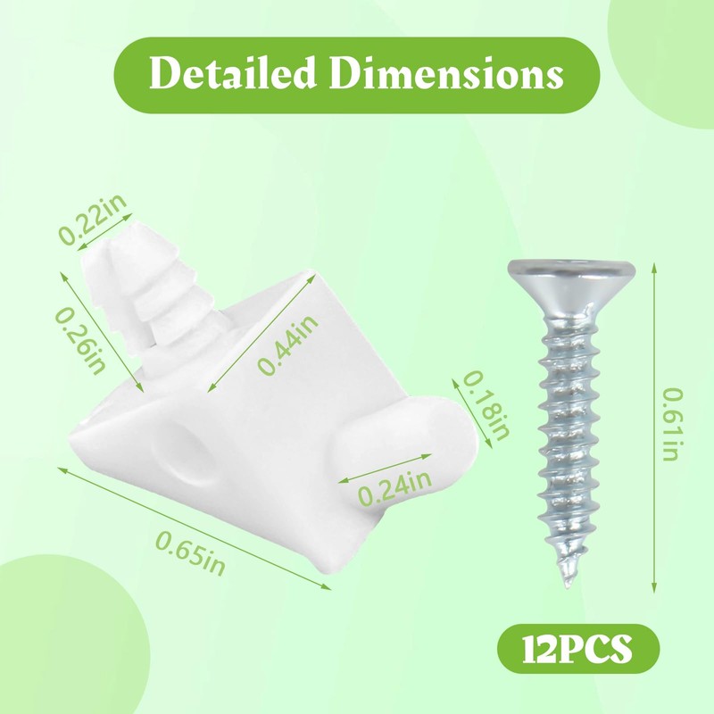 SuperDi White Shelf Support Pins Brackets with Self-Tapping Screws, 90°