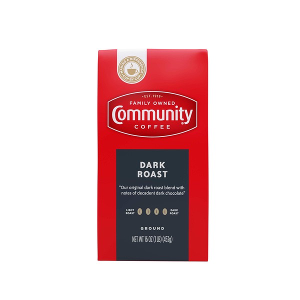 Community Coffee Dark Roast Ground Coffee, 16 Ounce Bag