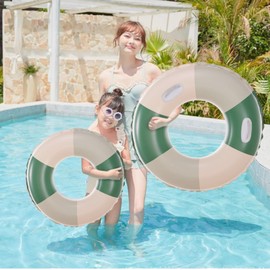 Float Ring for Kids, Adults, Toddlers, Float, with Handle, For Water Playing, Summer Vacation, Beach, Pool, Beach, Simple, Retro Stripe, Pattern, 23.6, 31.6, 35.4, 35.4 inches (60, 70, 80, 90, 100
