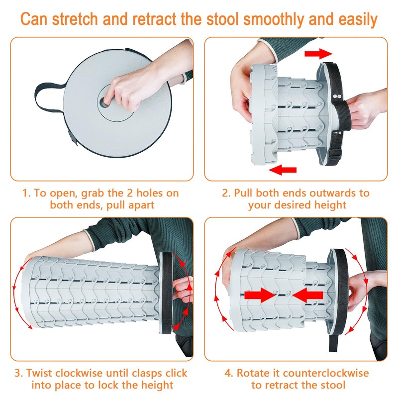 Boreeman Upgraded Folding Stool Lightweight Yet More Sturdy with Load