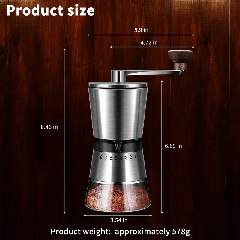 Manual Coffee Grinder Capacity 185g with 36MM Ceramic Grinding Conical
