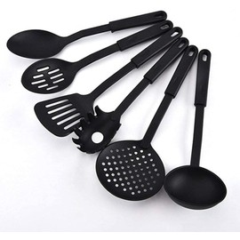 Copper Top - Premium 6pc Kitchen Utensil Set for Cooking 30cm Cooking Utensils,Slotted Spatula,Slotted Spoon,Spaghetti Server,Serving Spoon,Soup ladle,Spatulas (CT-0097)