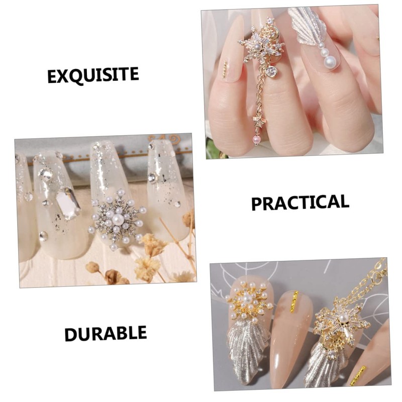 IWOWHERO 4pcs Snowflake Nail Charms Nail Accessories for Art Decorative