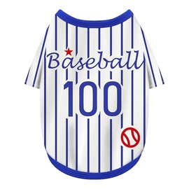 Paiaite Sleek Striped Dog Vest: Sleeveless Baseball-Style Dog Shirt, Ideal Fit for Small, Medium, and Large Breeds,Polyester Fabric for Comfort, Breathability, and Stretchiness Blue M