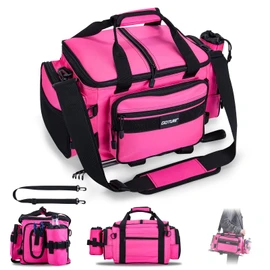 Goture Fishing Tackle Bag,Store Up to 4PCS 3700 Tackle Boxes(Not Included),600D Soft Side Water-Resistant Saltwater Gear Storage Fishing Bag with Rod Straps,Detachable Water Bottle Pouch,SBS Zippers