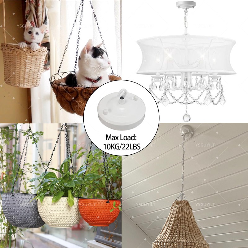 YSGUYILT Ceiling Rose with Hooks Ceiling Canopy White Metal Canopy