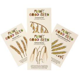 Plant Good Seed Organic Great Grains Seed Collection - 4 Packets - Barley, Oat, Wheat, Rye Heirloom Seeds for Planting Vegetables, Gardening Supplies, Grain, Grass - Non-GMO, from USA