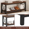 BON AUGURE 2 Tier Shoe Bench with Storage, Wood Metal