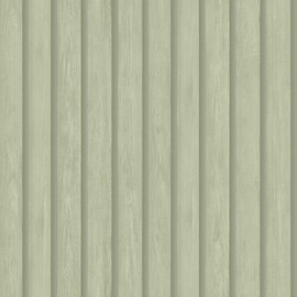 Wood Slat 3D Effect Wooden Looking Realistic Wallpaper Soft Green Living Room Hallways Holden 13300
