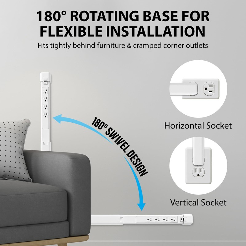 Telescopic Outlet Extender, 4 AC Outlets & PD 20W USB-A