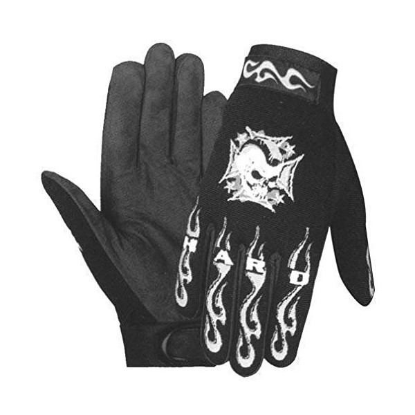 Xelement XG44607 'Hardcore Mohawk' Men's Black Textile Mechanic Skull Gloves