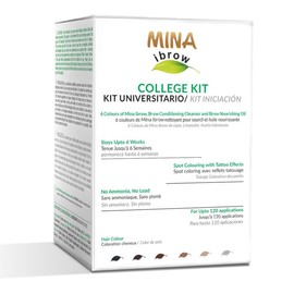 Mina Ibrow Henna College Kit - 6 Colours of Ibrow Henna, Brow Conditioning Cleanser and Brow Nutrition Oil