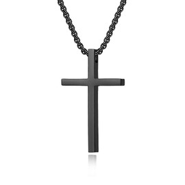 VQYSKO Cross Necklace for Men Women, CZ 14k Gold Plated Stainless Steel Plain Simple Cross Pendant Necklace for Men, 20in, Stainless Steel, stainless steel