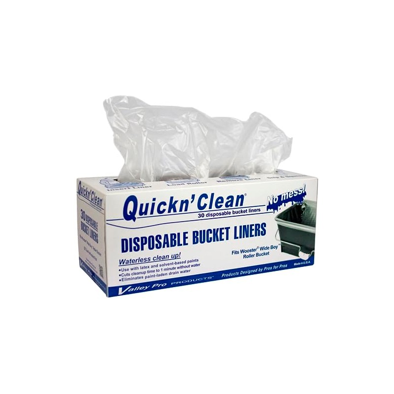 Quickn'Clean Disposable Paint Bucket Liners 30-Pack. Custom fits Wooster Wide