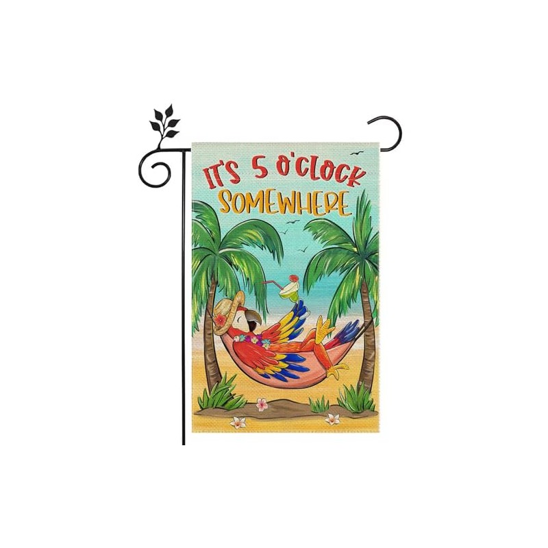 It's 5 o'clock Somewhere Beach Summer Welcome Parrot Birds Double-sided